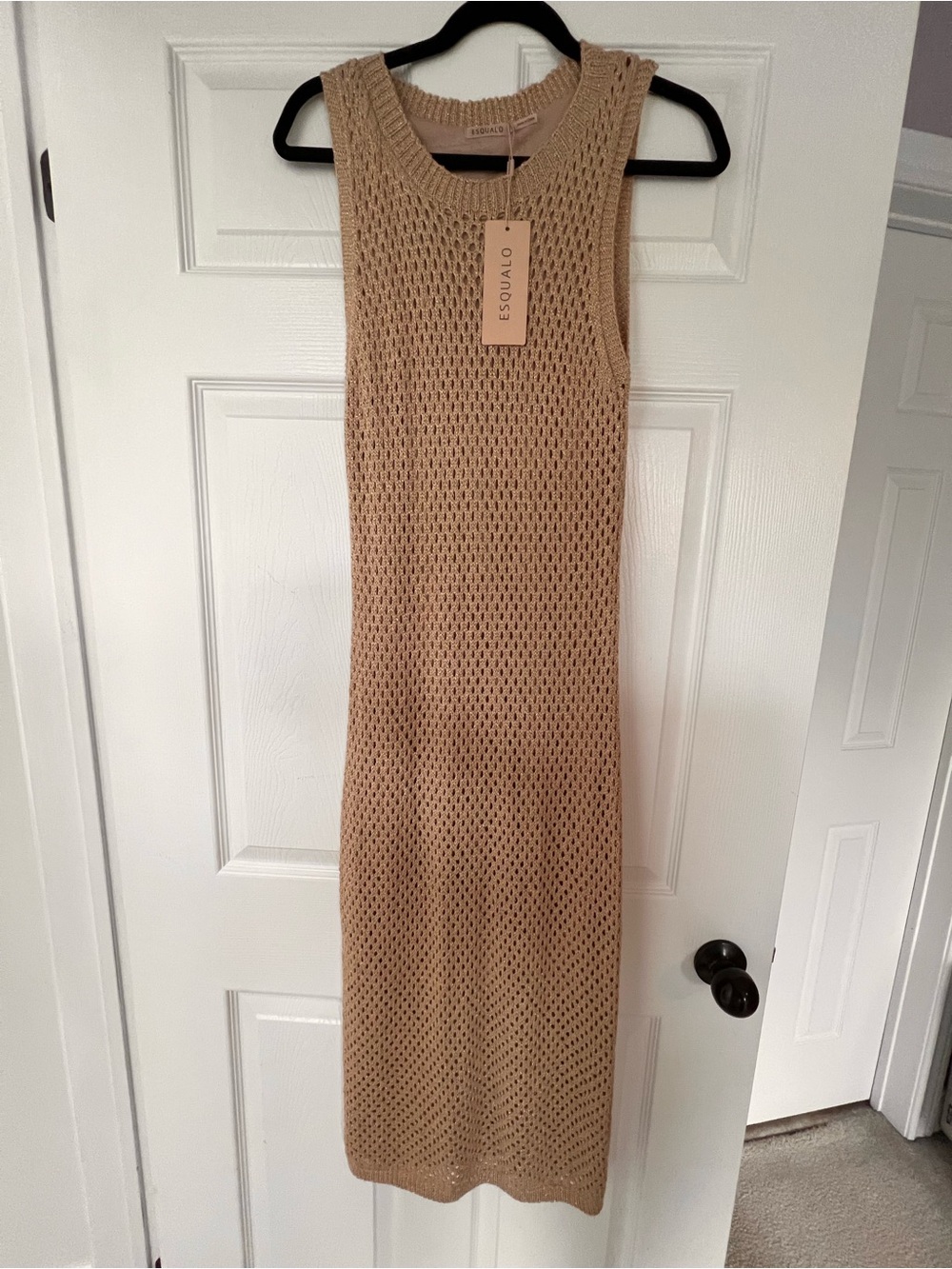 NWT Esqualo Sleeveless Knit Maxi Dress in Shimmering gold